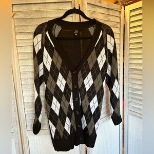 Long Argyle Button Cardigan Sweater Lightweight Woman’s Small Juniors Petites